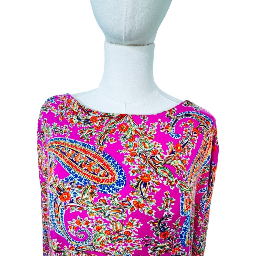 Lauren Ralph 3X Paisley Floral Print Long Sleeve Top Dainty